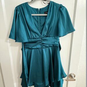 Silky Turquoise Mini Dress - size 3/4